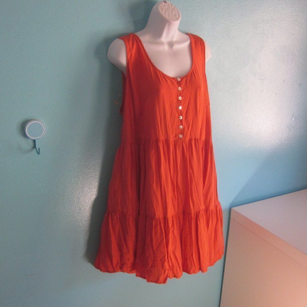 Forever 21 Women Size 1X Orange A-Line Sleeveless Tiered Sleeveless Summer Dress